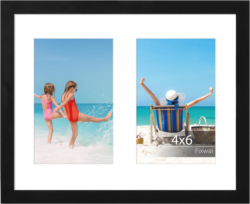 8X10 Collage Picture Frame with Two Openings for Displaying 4X6 Pictures, 4X6 Pi