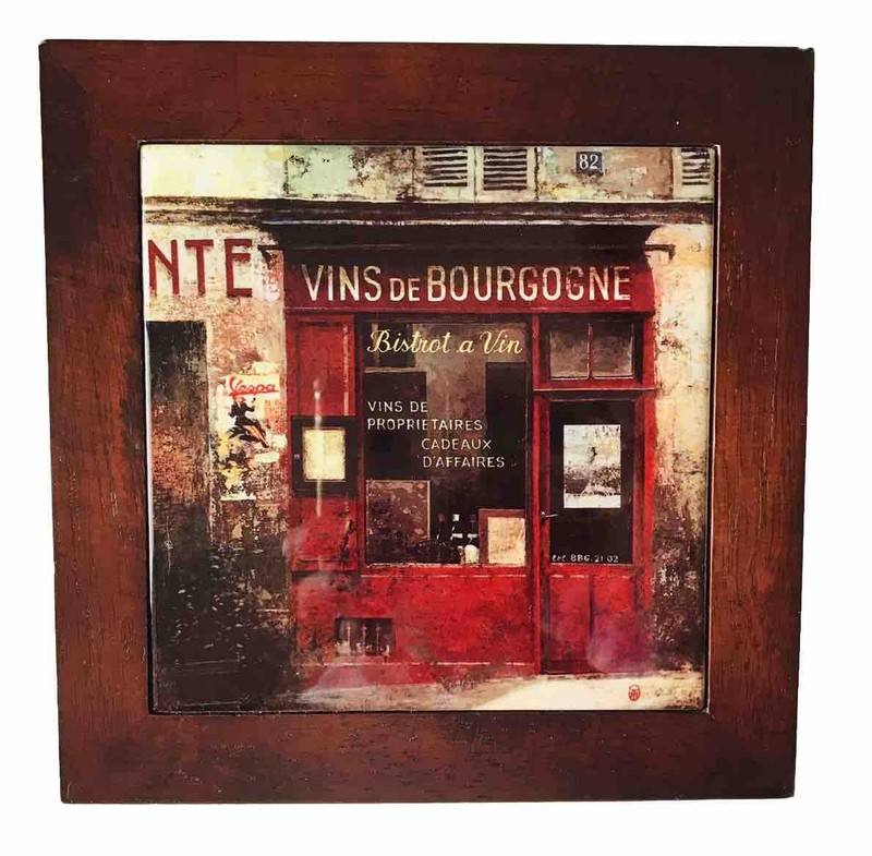Jennifer Garant Fat French Chef Ceramic Tile Wall Wine Bread Wood Frame Italian gallery