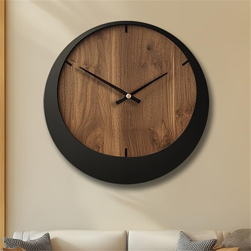 House of Avana Silent Wooden Brown and Black Wall Clock gallery