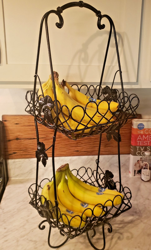 Vintage Black Wrought Iron 2 Tier Grape Leaf Fruit Basket/Planter 27" x 11" gallery