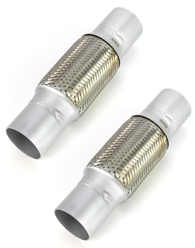 Qwork Exhaust Flex Pipe 2 Pack 2.25 X 6 X 10 Long Stainless Steel Heavy Duty