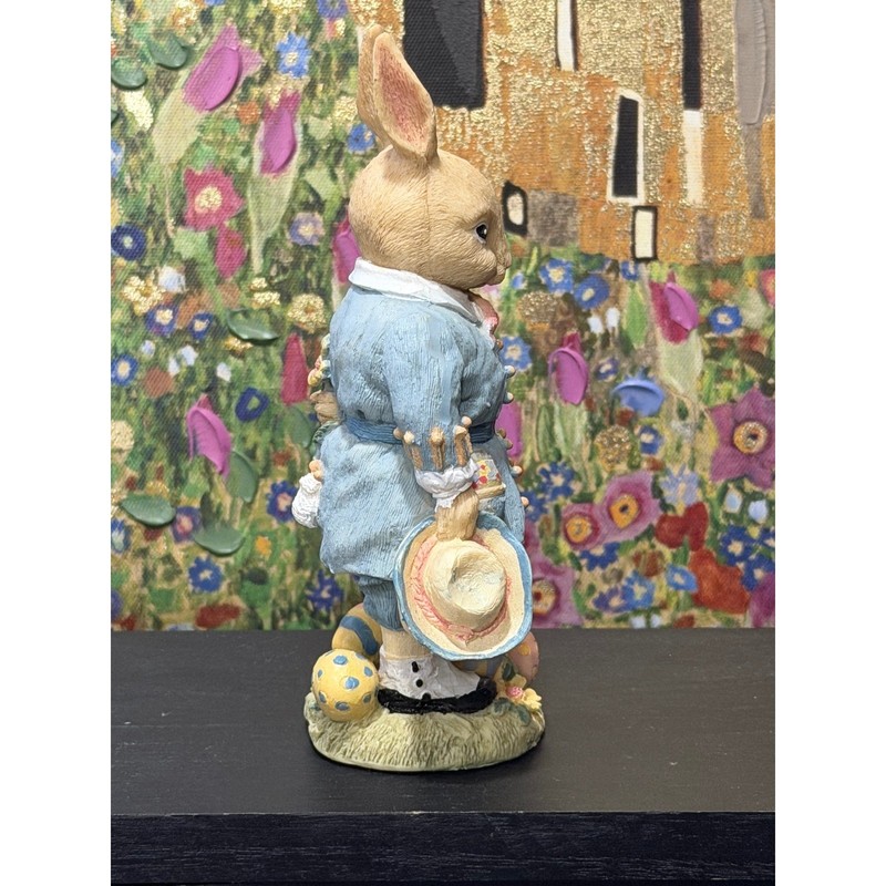 Bently Bunny 1994 Easter Bunny Rabbit Figurine Blue Coat Eggs Flowers Gentleman gallery
