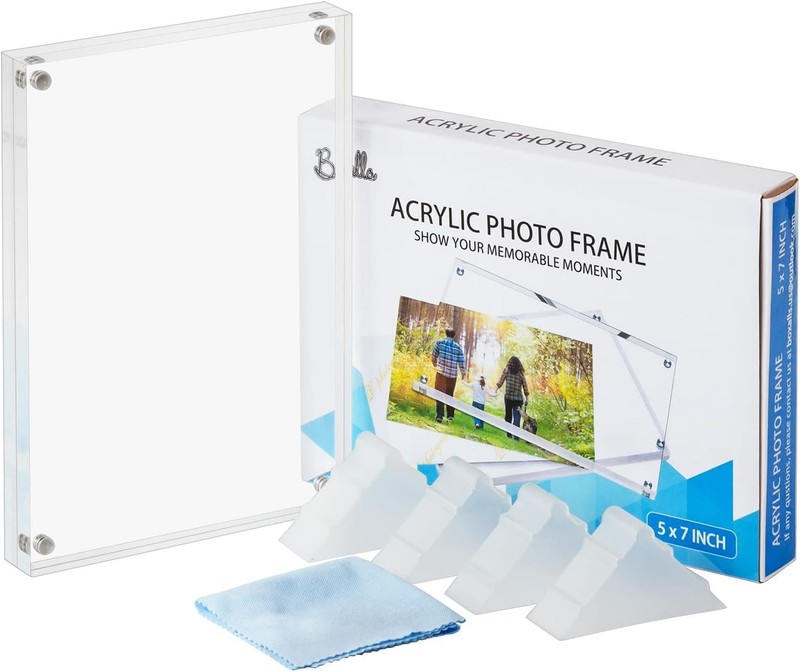 5x7 Inches Acrylic Picture Frame, Double Sided Clear Frameless Photo Frames w... gallery