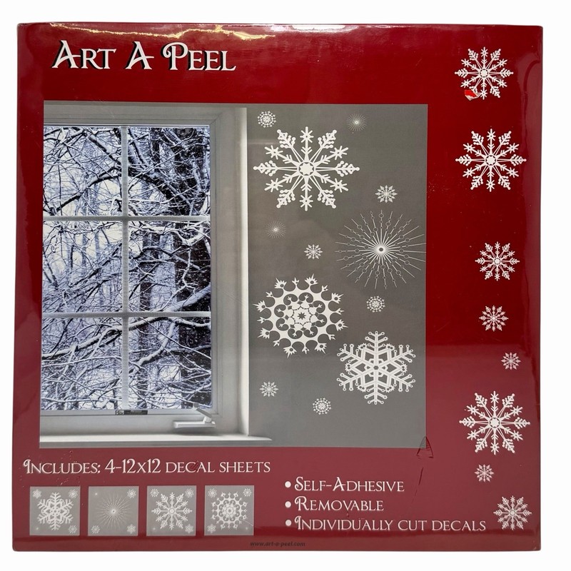 Art-A-Peel White Snowflakes Holiday Wall Decals Four 12 x 12 in Sheets
