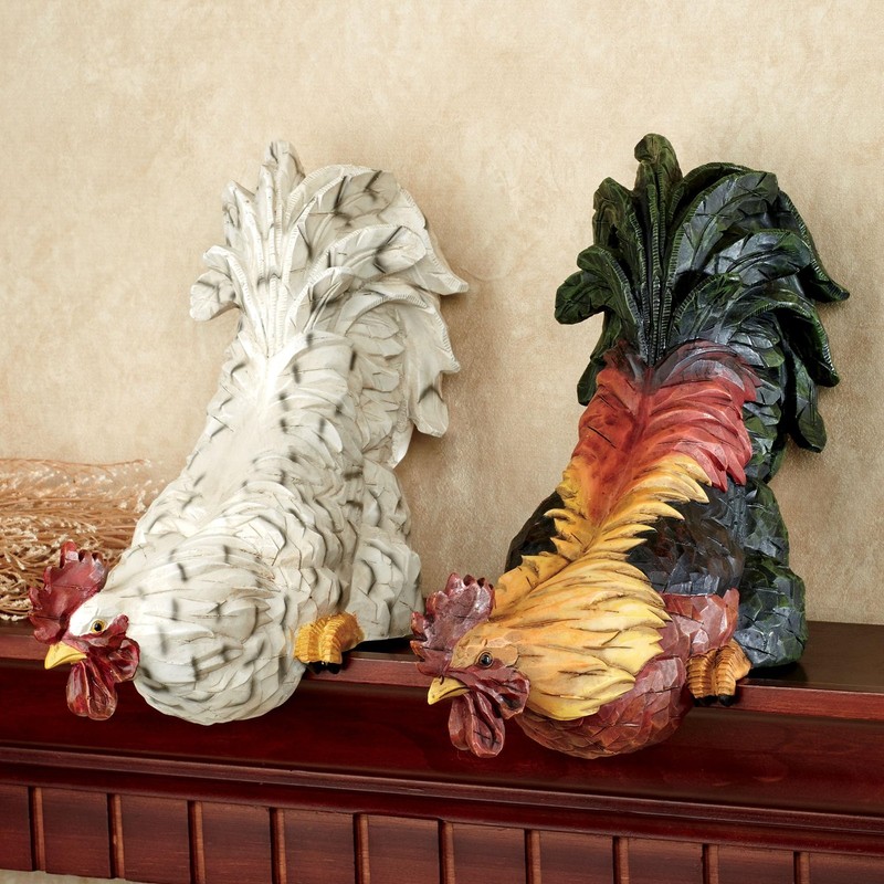 Content Rooster Shelf Sitter Set of - Resin - Green, Orange, Yellow, White, B... gallery