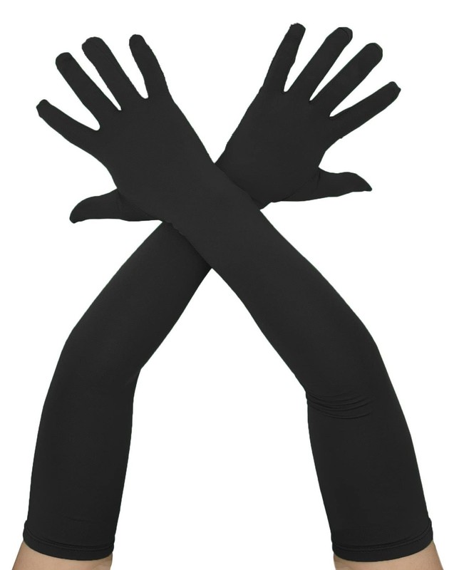 Unisex Adult 22″ Super Long Elbow Stretchable Spandex Opera Gloves Black