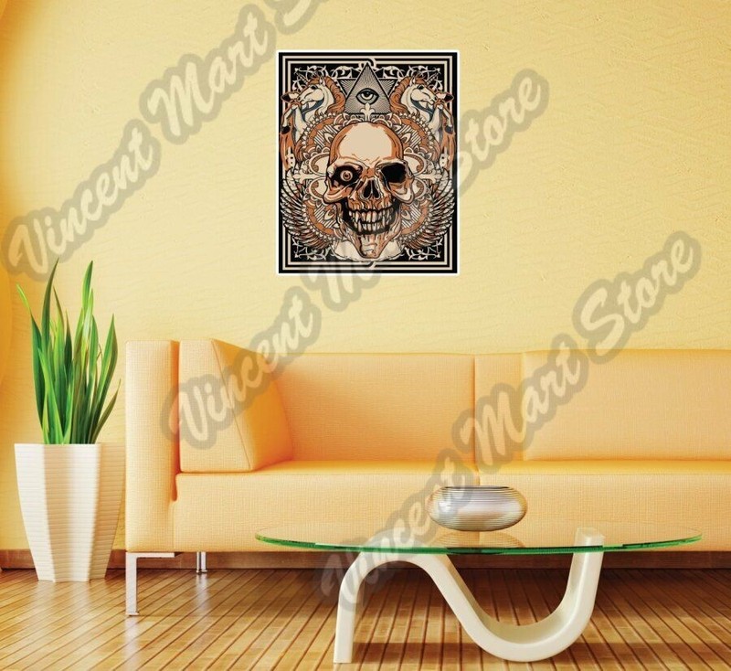 Freemasonry Skull Eye of Providence Wall Sticker Room Interior Decor 21″X25″