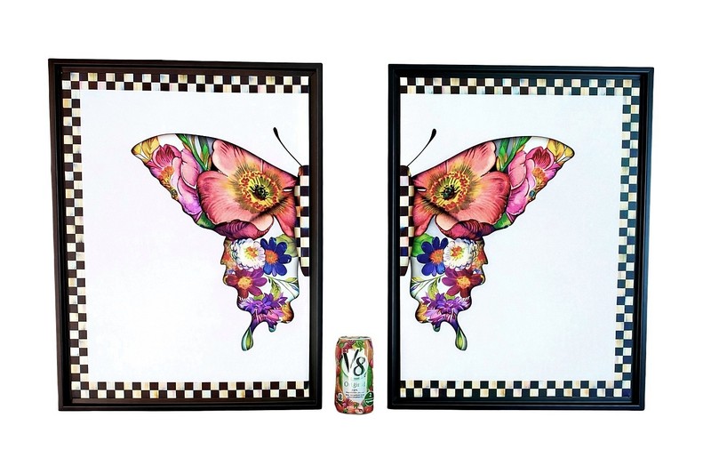 MacKenzie-Childs Diptych Giclée Set of Two Flower Market Butterfly Wall Art New gallery