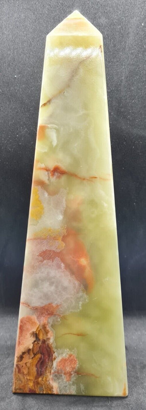 Natural Green Onyx Marble Polished Octagon Obelisk Tower H = 18″ & L = 4″, 1 Pc