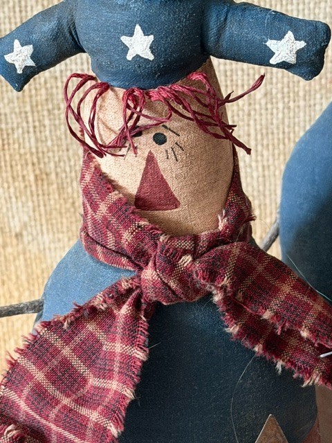 JULY 4TH EARLY PRIMITIVE RUSTIC FOLK-ART PATRIOTIC FABRIC UNCLE SAM STUMP DOLLS gallery