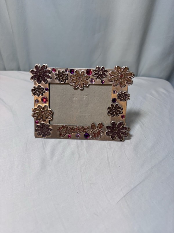 Vtg Y2K Claire’s Metal Enamel Picture Frame Girls Frame Flowers Gems Pink Purple