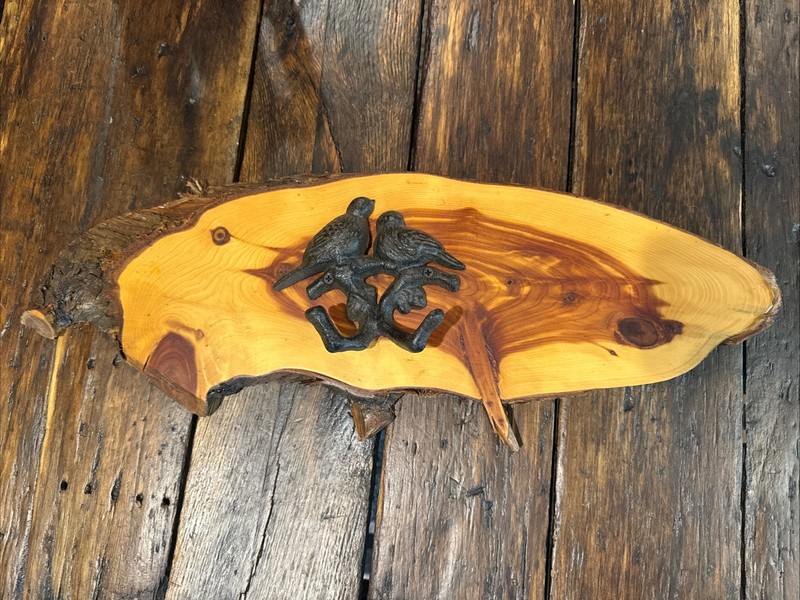 Handcrafted Live Edge Wood Bird On A Branch Plaque Wall Hanging 20.5”x7.5”
