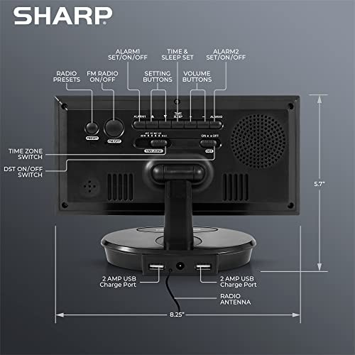 SHARP Digital Alarm Clock, 8.9" Extra Large LED Clock with Tilt and Swivel gallery
