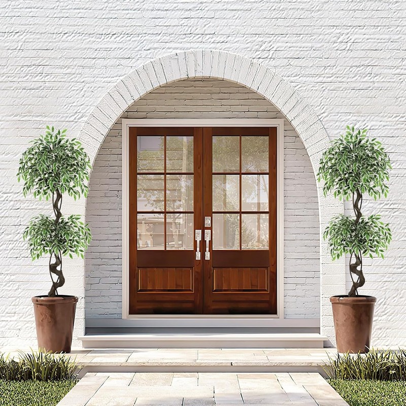 5ft Artificial Ficus Tree, Tall Fake Plants Indoor with White Planter & Pebbles gallery