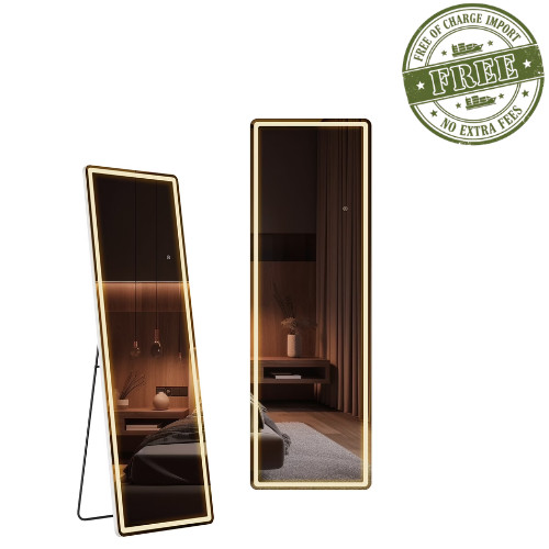 Gianna 60″x16″ LED Full Length Mirror Aluminum Frame Polished Glass for Bedroom