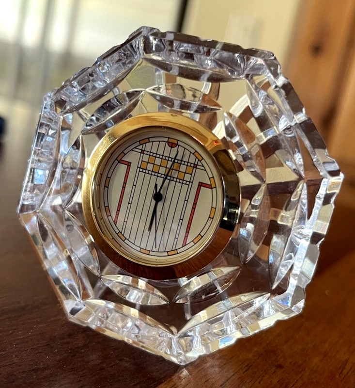 Waterford Crystal Clock 5” Octagon Desk Mantle Frank Lloyd Wright Works Ireland gallery