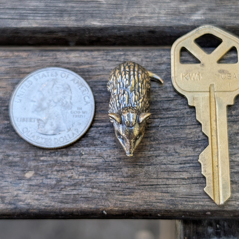 Opossum Figurine Miniature Wildlife Decor Trash Panda Friend Solid Brass Animal gallery
