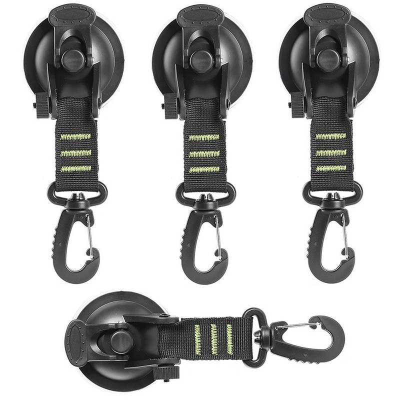 4 Pack Heavy Duty Suction Cup Anchor with Securing Hook Tie Down, Camping Tar…