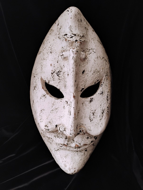 Modern Art, Two Faced Smiling Frowning Wood Mask, Wall Decor,18″ Tall