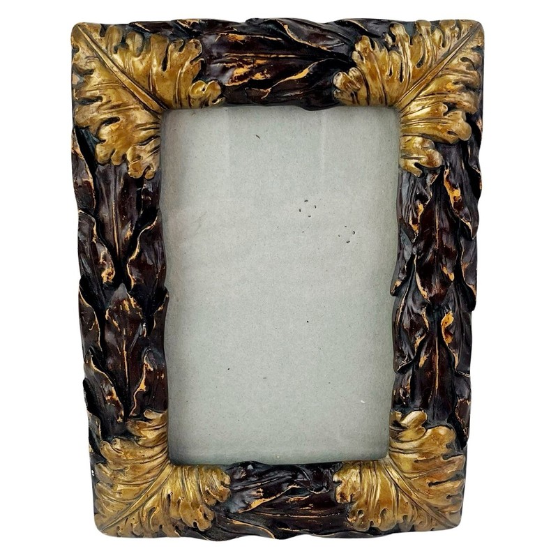 Ornate Acanthus Leaf Picture Photo Frame Bronze Gold Textured Resin Oak Fall 4×6