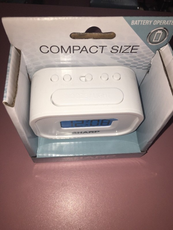 sharp digital alarm clock compact size