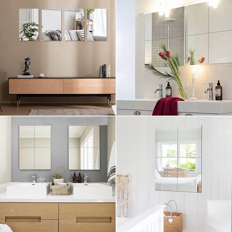 8 Pack Self Adhesive Acrylic Mirror 12X 12 Inch Mirror TilesFlexible Plastic ... gallery