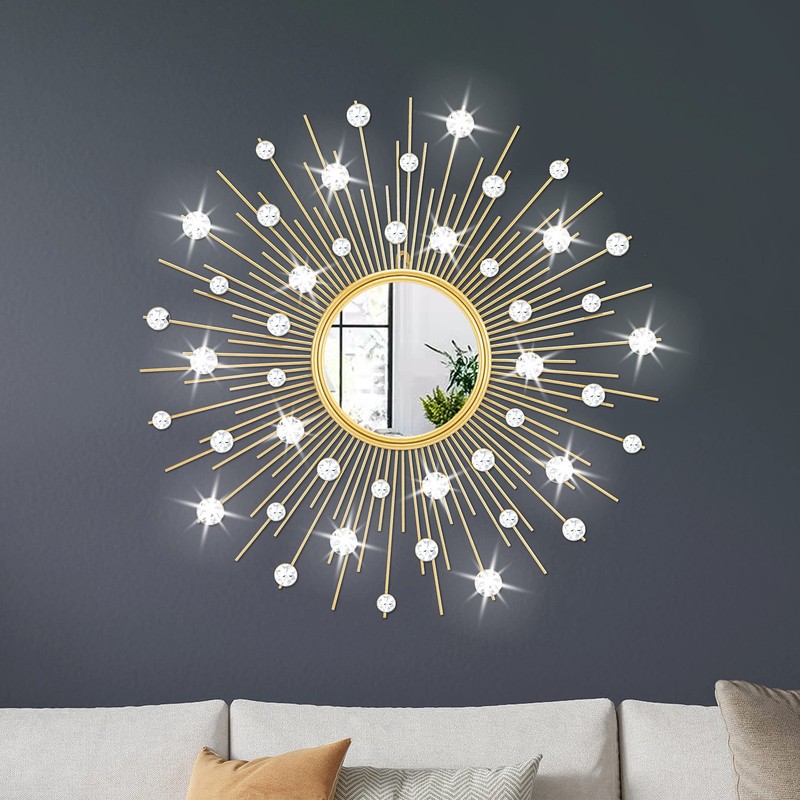 TaoliMo Gold Sunburst Mirror for Wall Decor Metal Sun 24″L x 24″W,