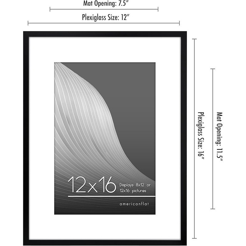 12x16 Picture Frame with Polished Plexiglass Use as 8x12 Frame with Mat Display gallery