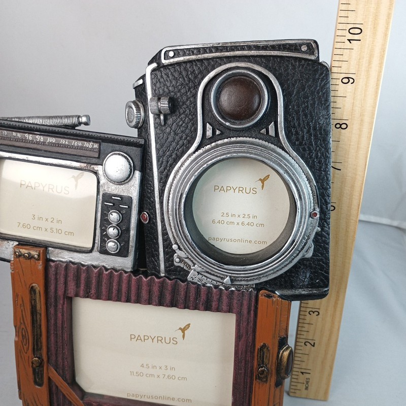 Papyrus Picture Frame Three Picture Capacity Vintage Style Heavy Shelf Sitting gallery