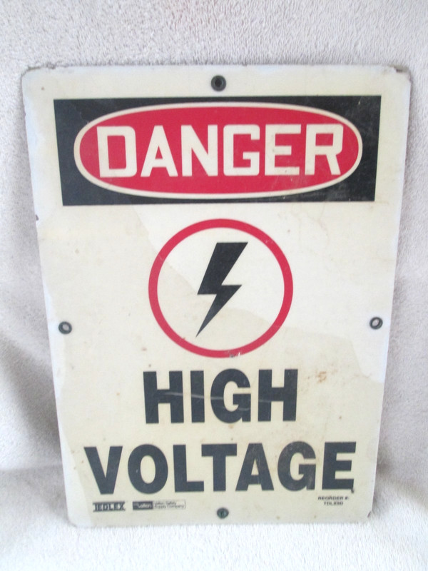 Vintage TEDLEX Real Deal “Danger High Voltage” Fiberglass Sign / ~ 14×10″