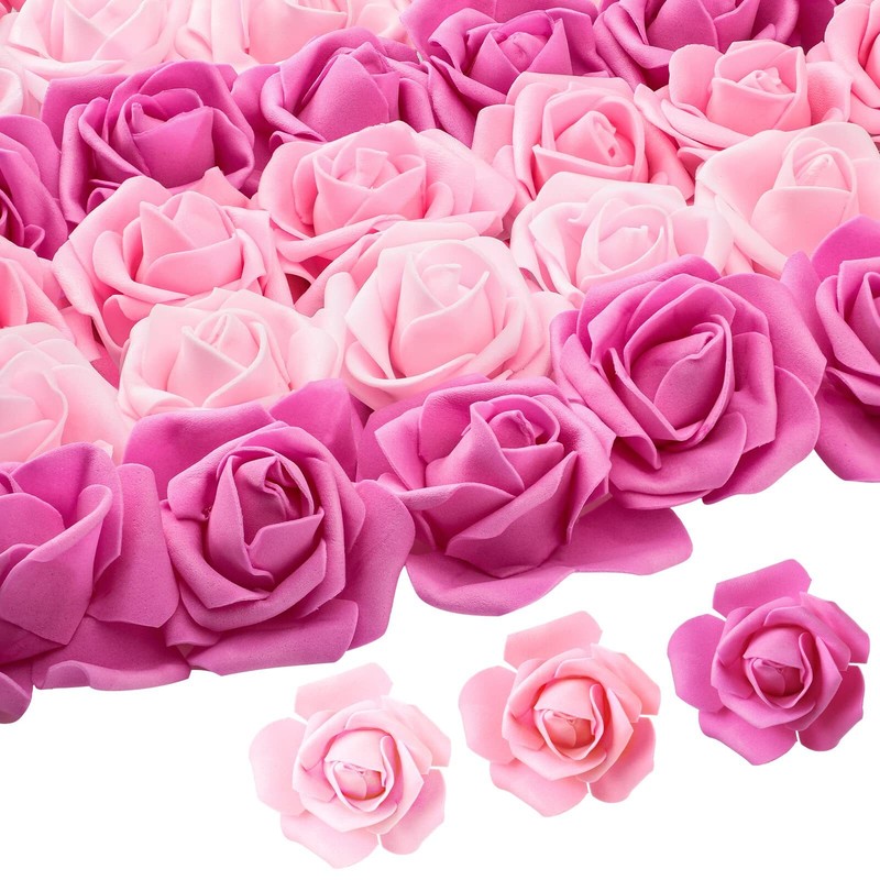 200 Pcs Artificial Rose Heads Bulk Real Looking Faux Roses Foam Rose Heads Mi…