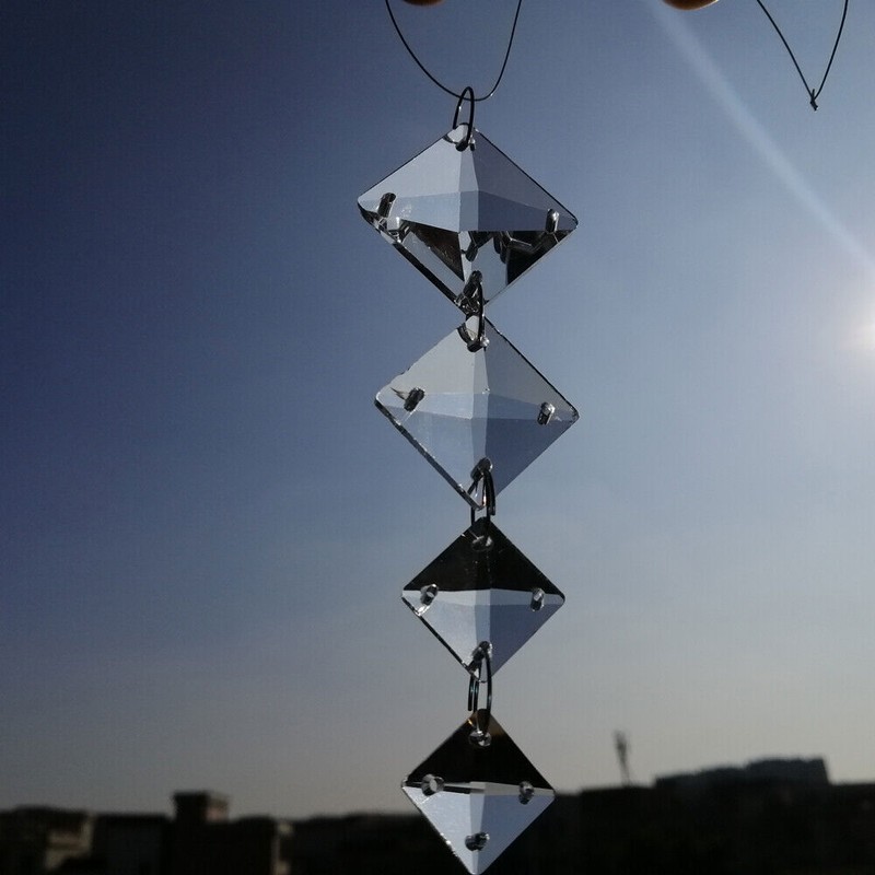 50pcs 14-24mm 4Holes Square Clear Crystal Beads Glass Prism Chandelier Lamp Part gallery