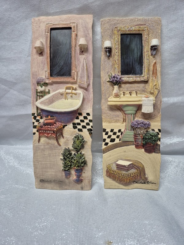 3D BATHROOM WALL ART Beautiful 9.25” Tall Tuscan VTG Style C. WINTERLE OLSON