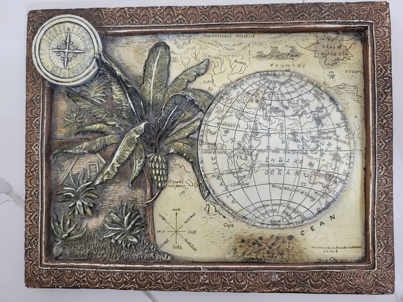 World Map Tropical Island 9″x7″ 3d Wall Art Frame With Signature
