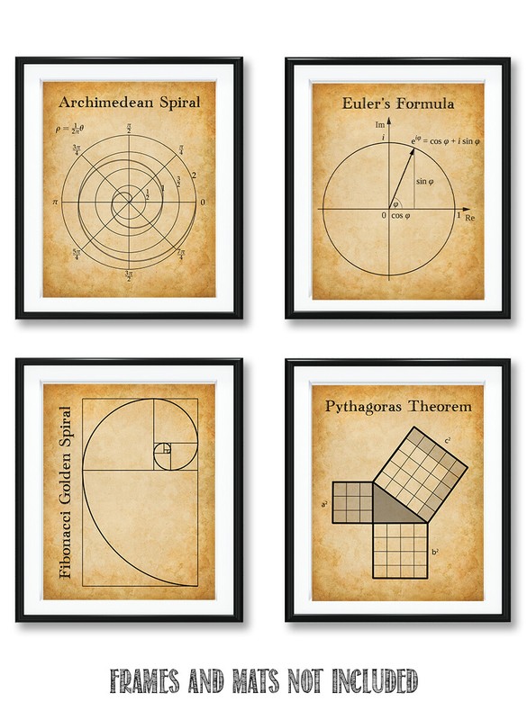 Math Posters - Set of Four Photos (8x10) Unframed - Makes a Great Gift for Geeks