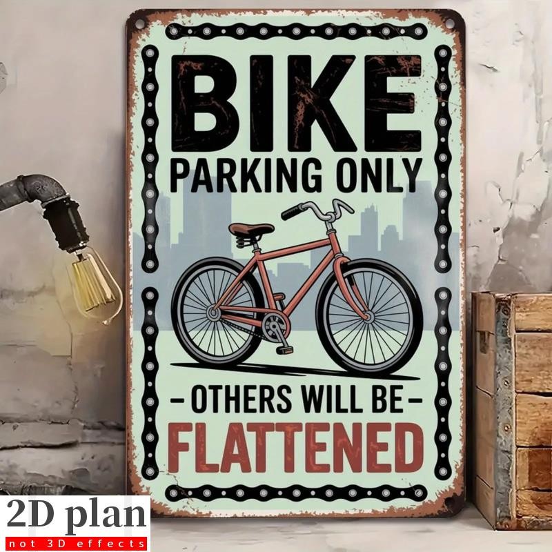 Vintage Metal Bicycle Parking Sign Café Bar Decor