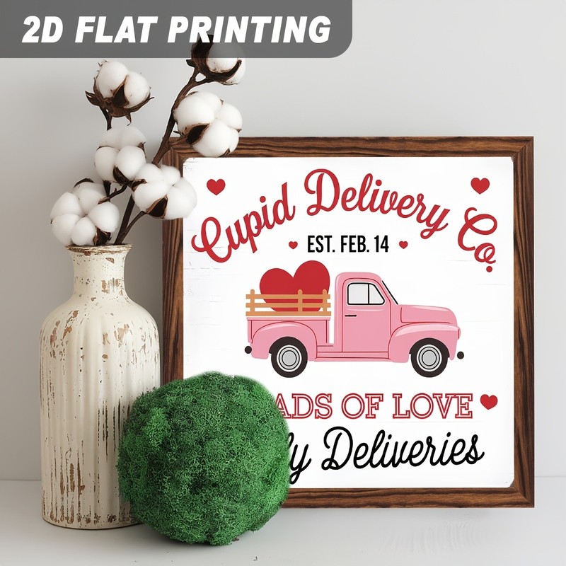 Cupid Delivery Co. Pink Truck Love Wood Sign Romantic Valentine’s Day Home Decor