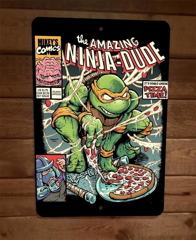 The Amazing Ninja Dude TMNT Michelangelo 8×12 Metal Wall Sign Poster