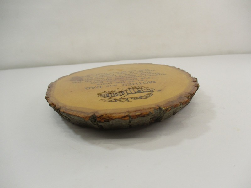 Vtg Live Edge Wood Slice Slab Wall Plaque Witty Saying Picture 9” Souvenir 1986 gallery