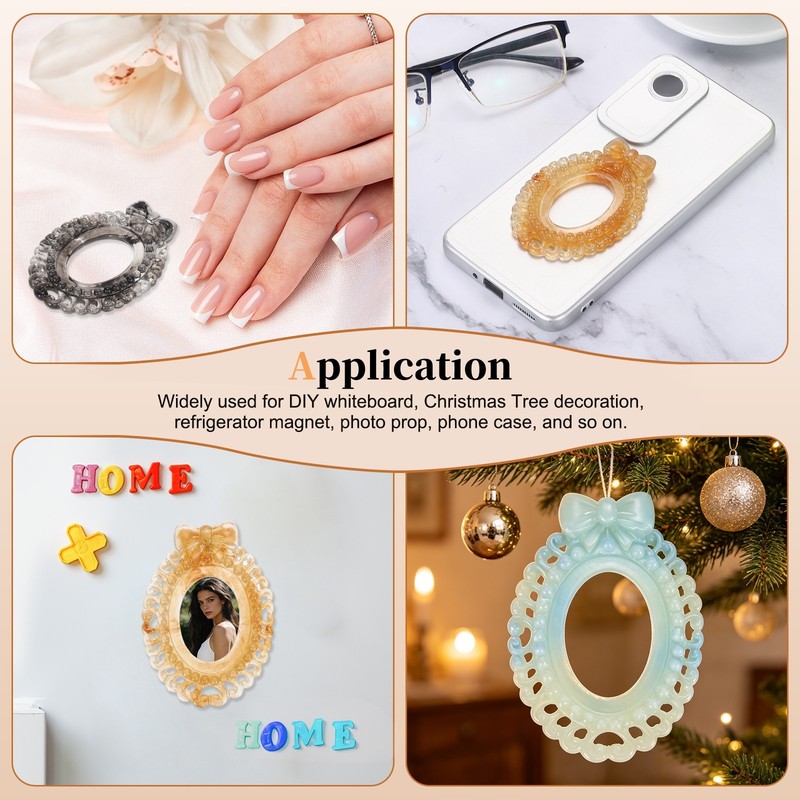 6Pcs Vintage Resin Picture Frames, 1.3x0.9" Mini Tiny Photo Frame, White gallery