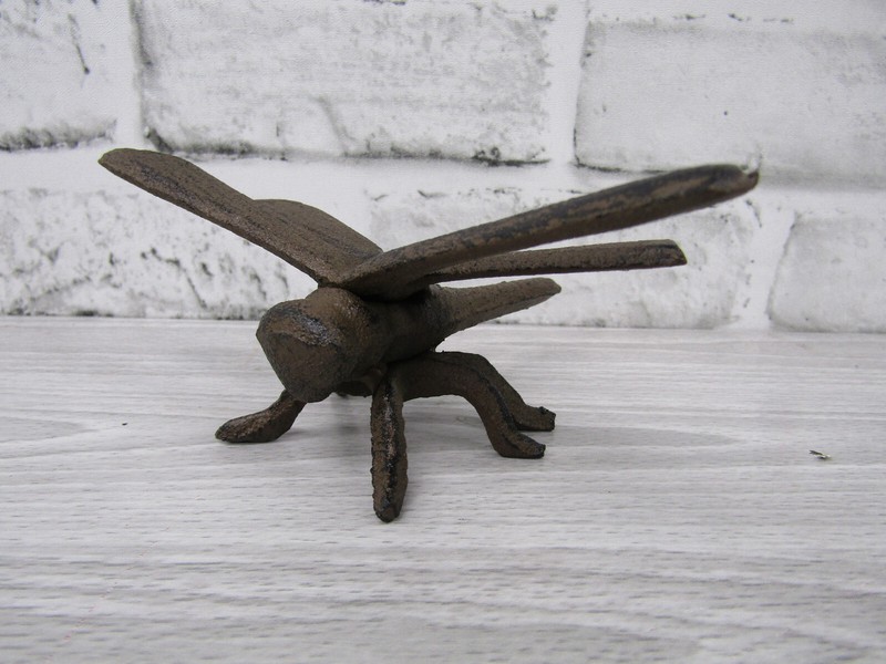 Rustic Style Lifelike Cast Iron Dragonfly Dragon Fly Insect Figurine 4.25 Inch