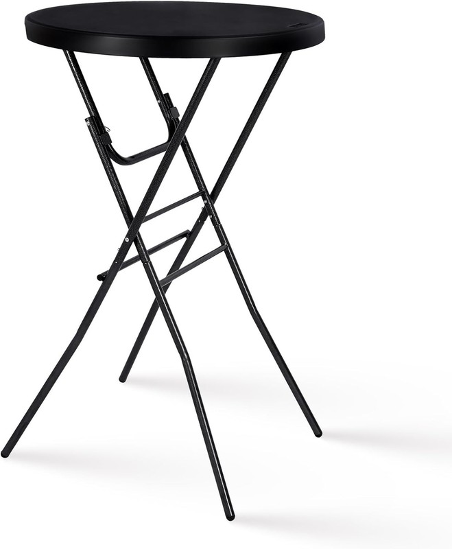 Cocktail Table 28in High Round Folding Indoor Outdoor, Plastic Bar Height