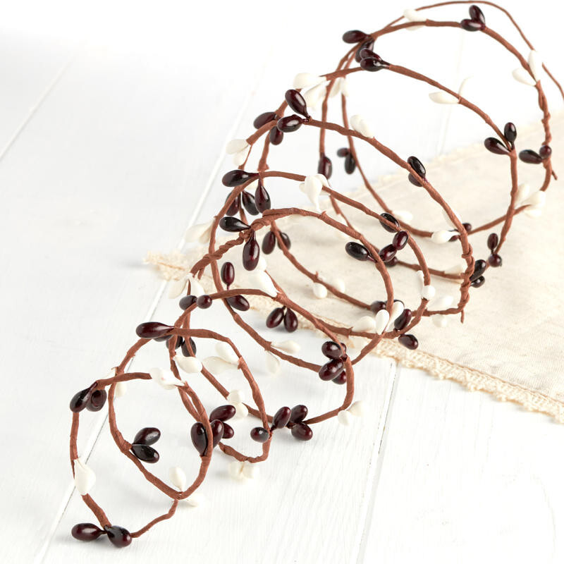 Set of 4 Single Vine Burgundy and Cream Pip Berry Garlands – 60″ Long each