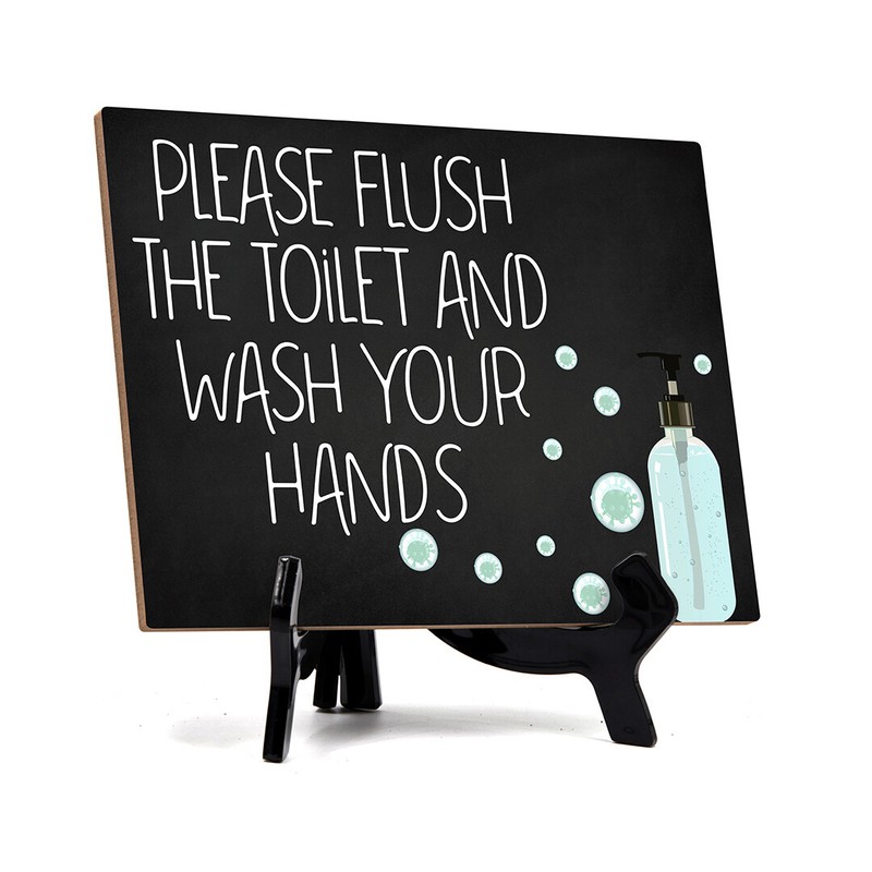 Please Flush The Toilet And Wash Your Hands, Hygiene Sign, 6″ x 8″