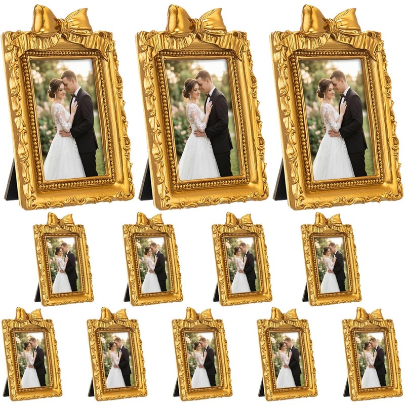 6 Pcs Gold Tiny Picture Frame 2.4 x 1.7 Inch Small Vintage Oval Picture Frame…