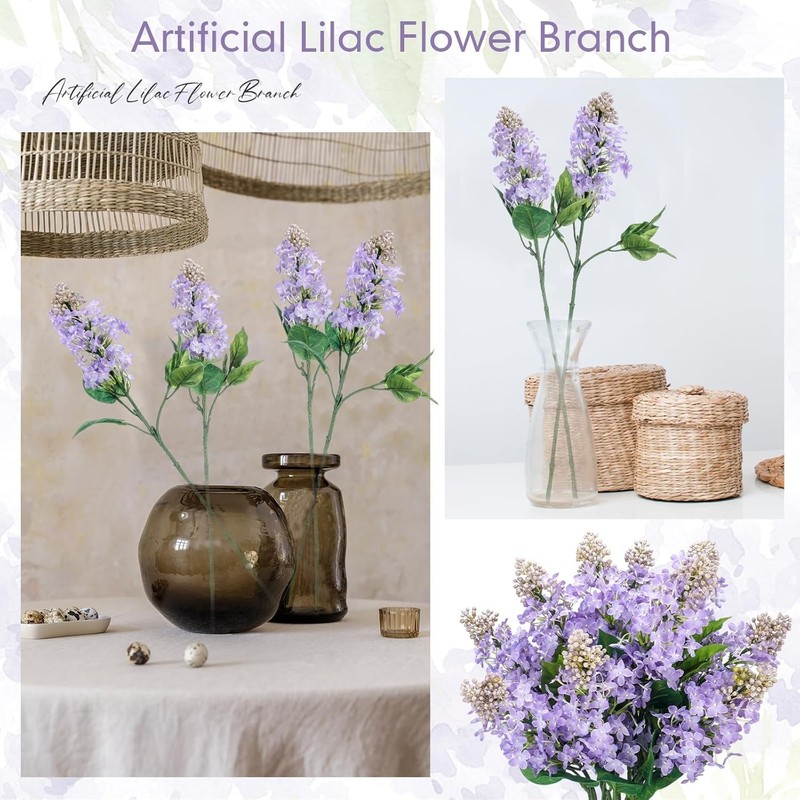 10 Pcs 24" Artificial Lilac Flowers Purple Fake Delphinium Antirrhinum Stem Real gallery