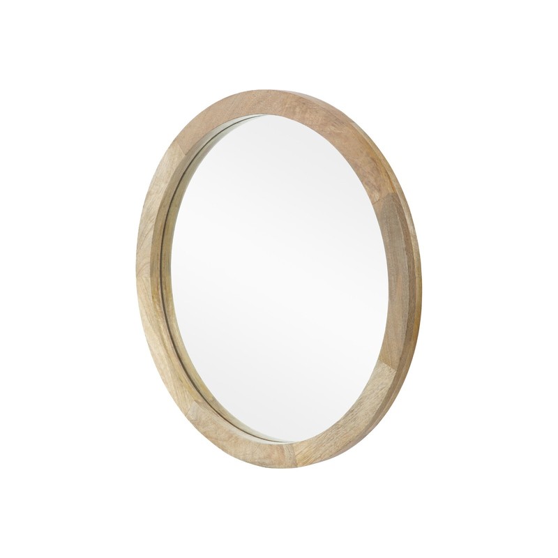 Modern Round Mirror with Mango Wood Frame gallery