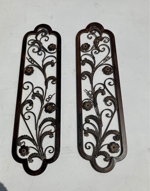 Vintage 2 Piece Wrought Iron Rustic Farmhouse Wall Decor 29” X 8”