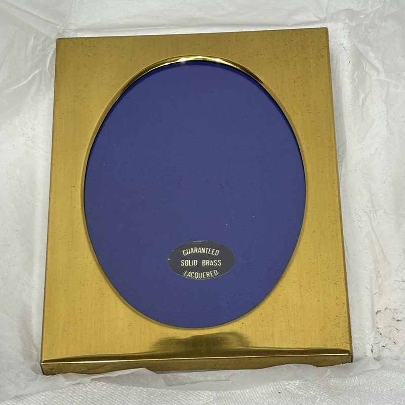 NOS Vintage Lacquered Solid Brass Rectangle Frame 4×5 With Oval Opening 3×4