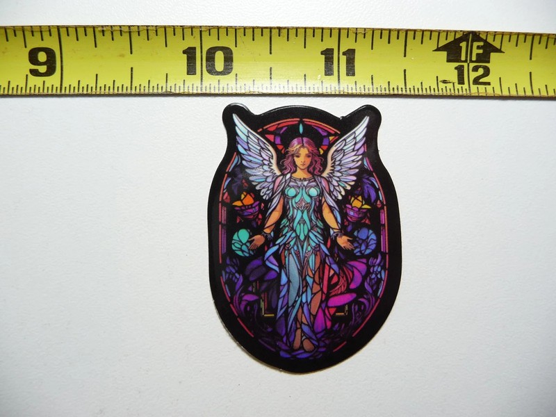 WARRIOR ANGEL SMALL STICKER DECAL STAINED GLASS STYLE BEAUTIFUL COLORS